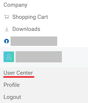 User Centerメニュー