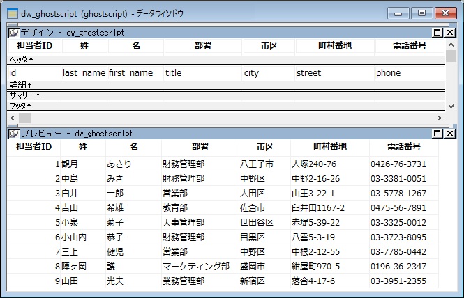 DataWindowの内容